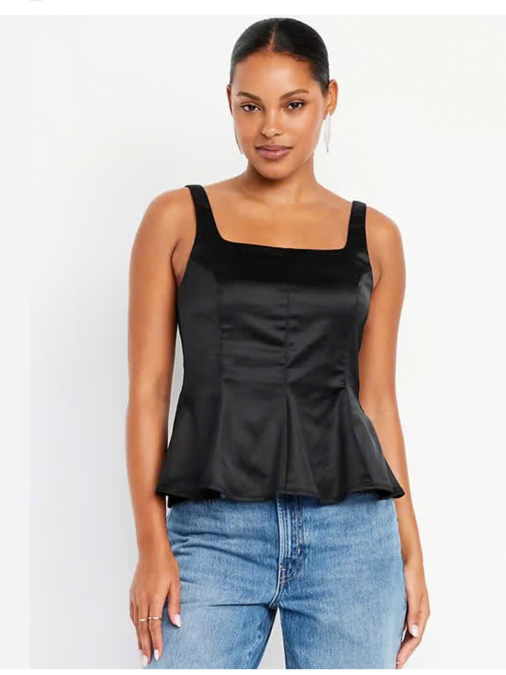 Old Navy Classic Black Satin Peplum Tank Top Sz Medium 
Casual/ Dressy